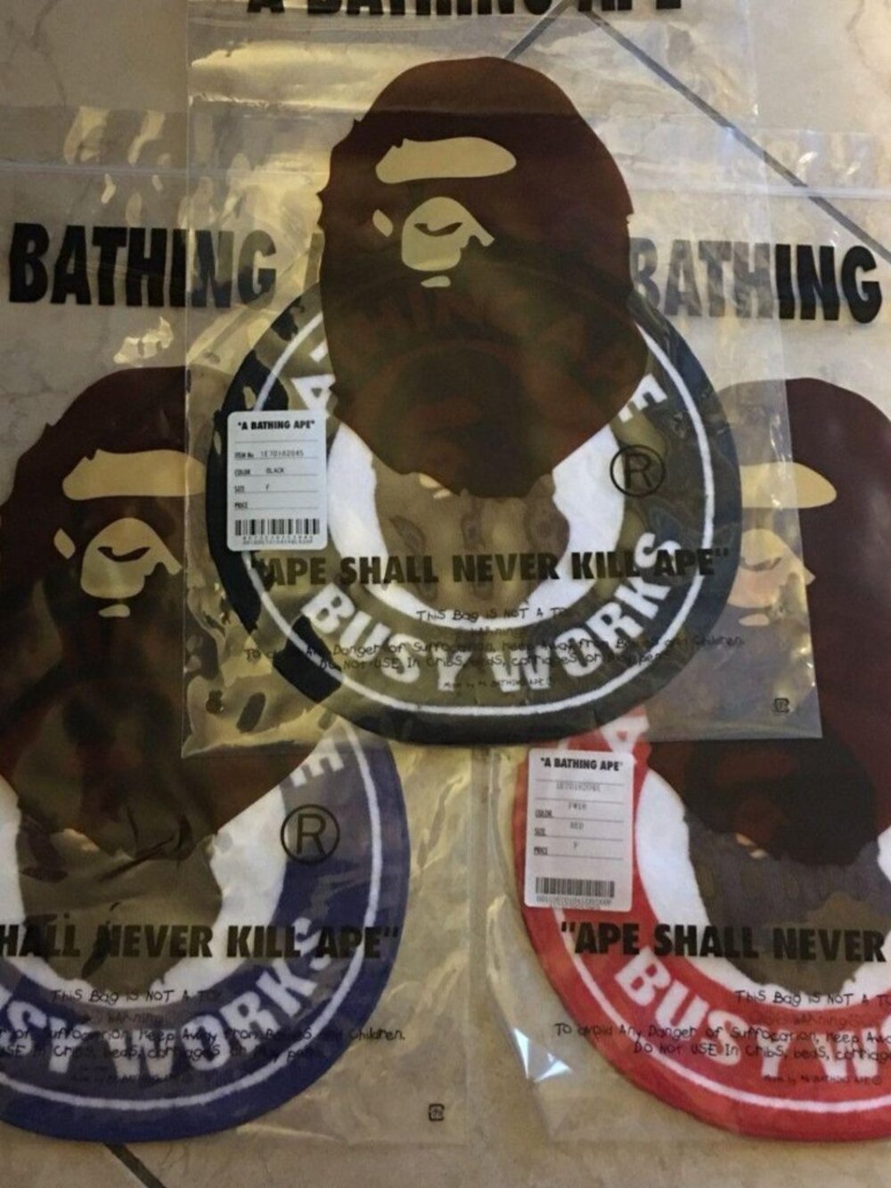 BAPE Busy Works Hand Towel Set of 3 FW18 New in Packaging
